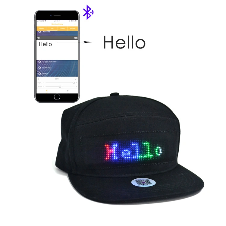 Rechargeable APP Programmable Flexible Colorful LED Scrolling Advertise Hat