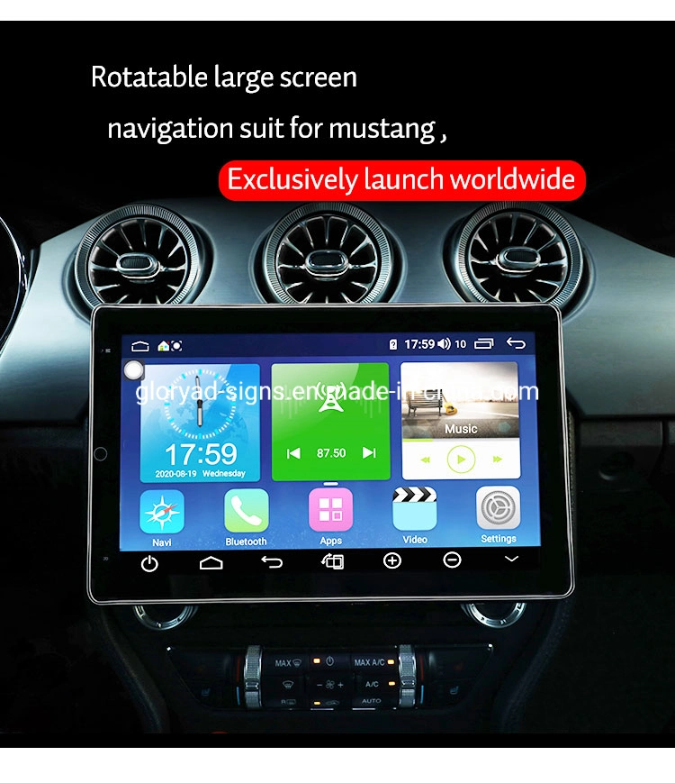 10.1 Inch Ai Voice Control Rotatable Large IPS Capacitive Car Stereo Screen for Mustang Vehicle