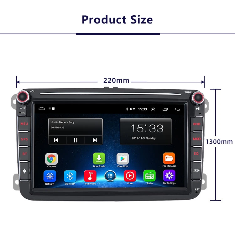 Car Music Player Android Display Screen Double DIN Audio GPS Car DVD Touch Screen Auto Stereo
