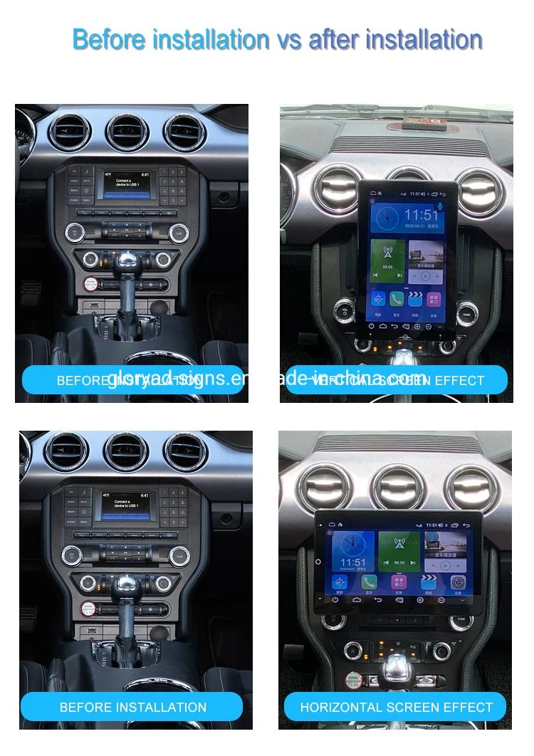 10.1 Inch Ai Voice Control Rotatable Large IPS Capacitive Car Stereo Screen for Mustang Vehicle