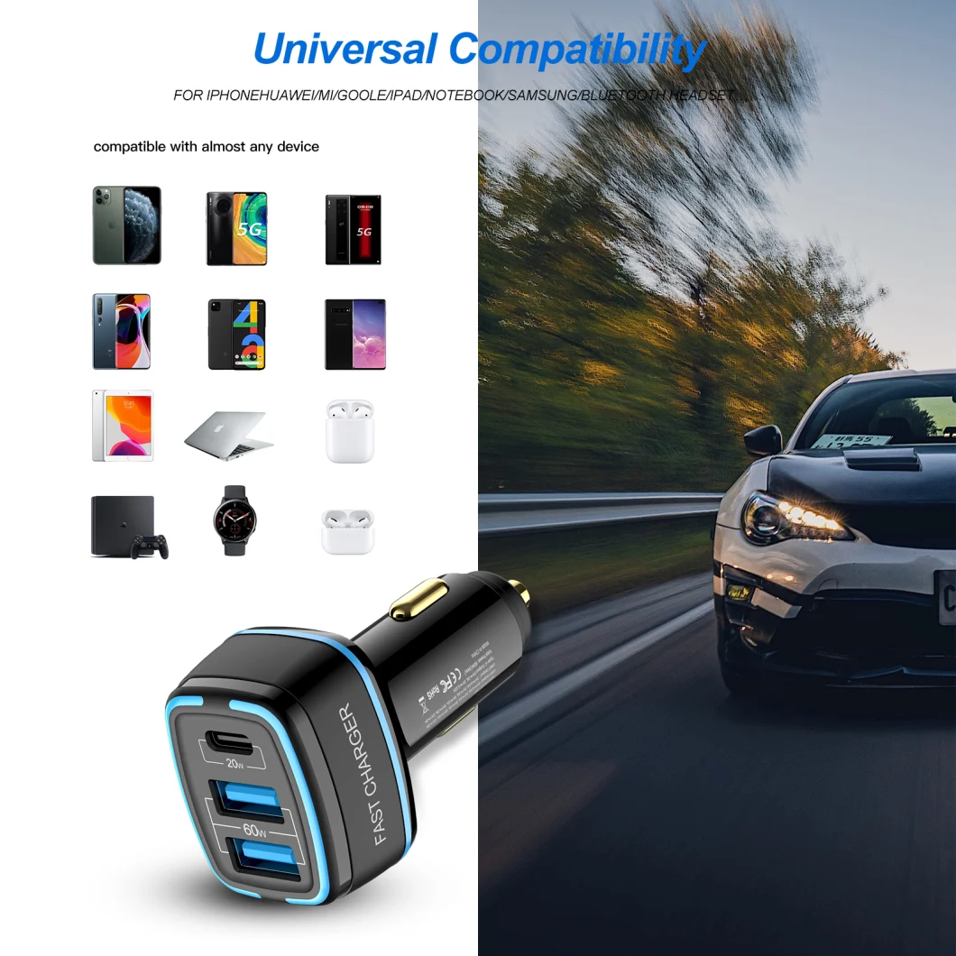 3 Ports USB Phone Charger LED Display Car-Charger for Xiaomi Samsung Mobile Phone Adapter Car Charger for iPhone 12 11 PRO 7 8 Plus
