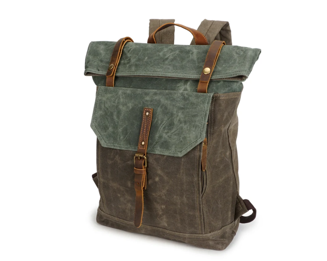Hot Sale Waterproof School Bag Canvas Travel Backpack Leather Bag