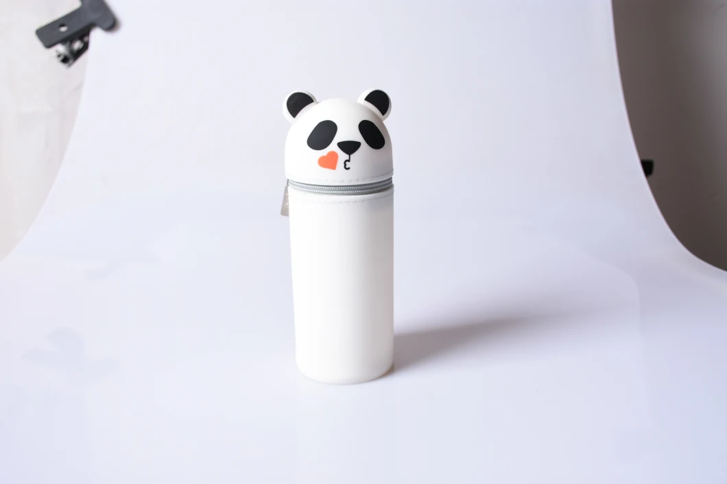 Korea Style Stationery Pen Pencil Holder Custom Funny Cartoon Animal Design Printing Silicone Round Pencil Case