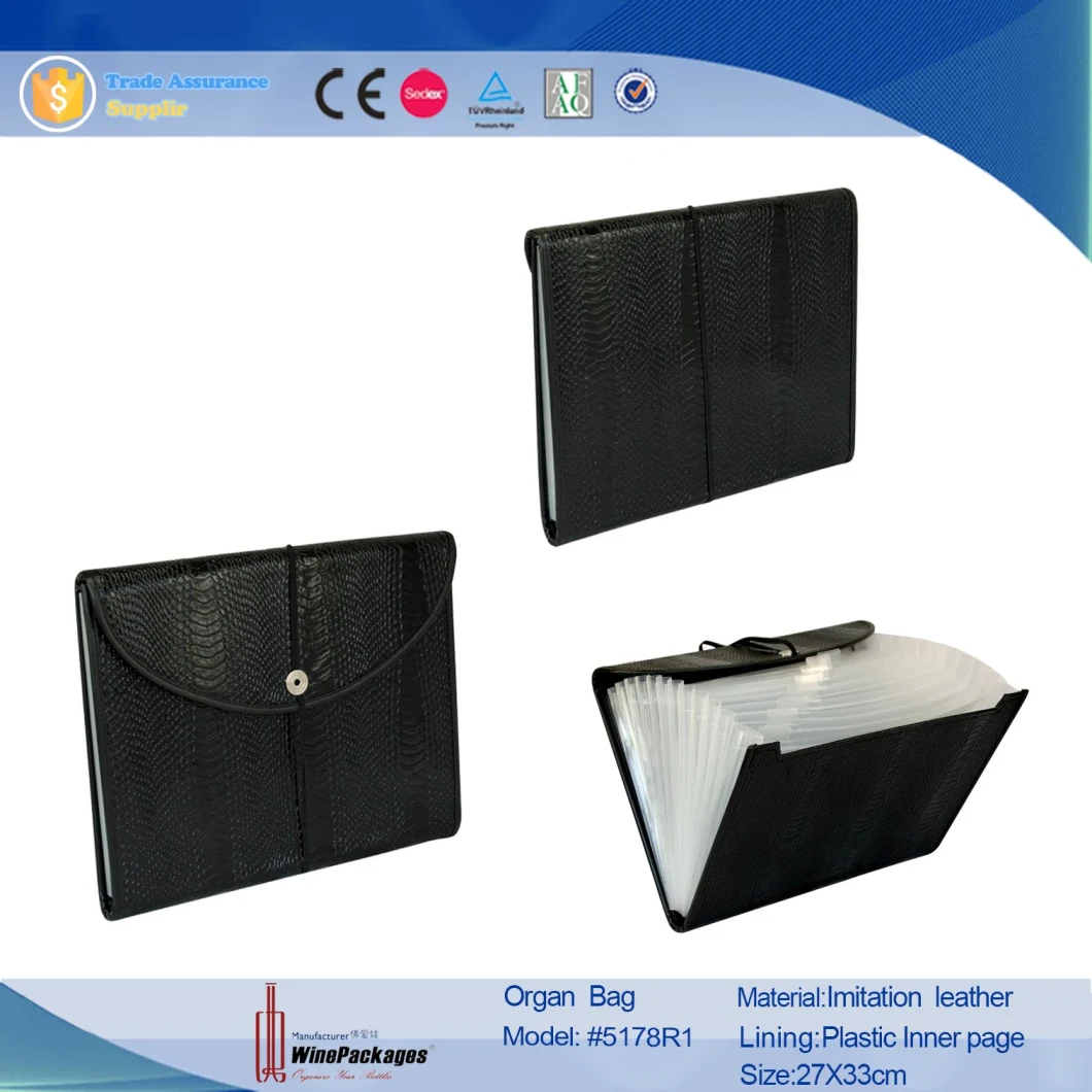 Black Leather File Folder Document Bag (5178)
