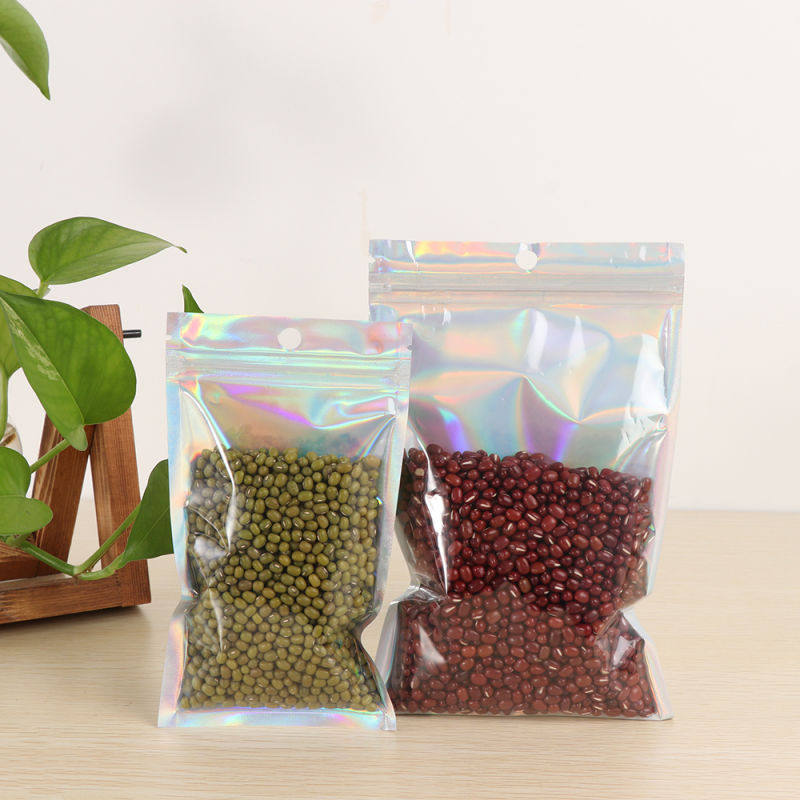 Rainbow Color Zipper Bags Hologram Zip Lock Bags