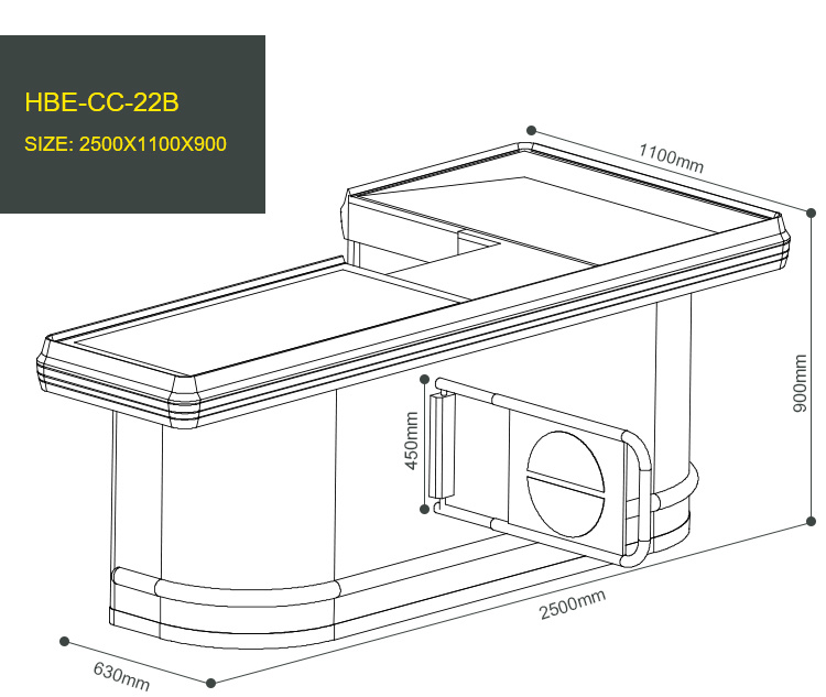 Cash Counter Supermarket Cashier Checkout Counter with Keyboard Holder