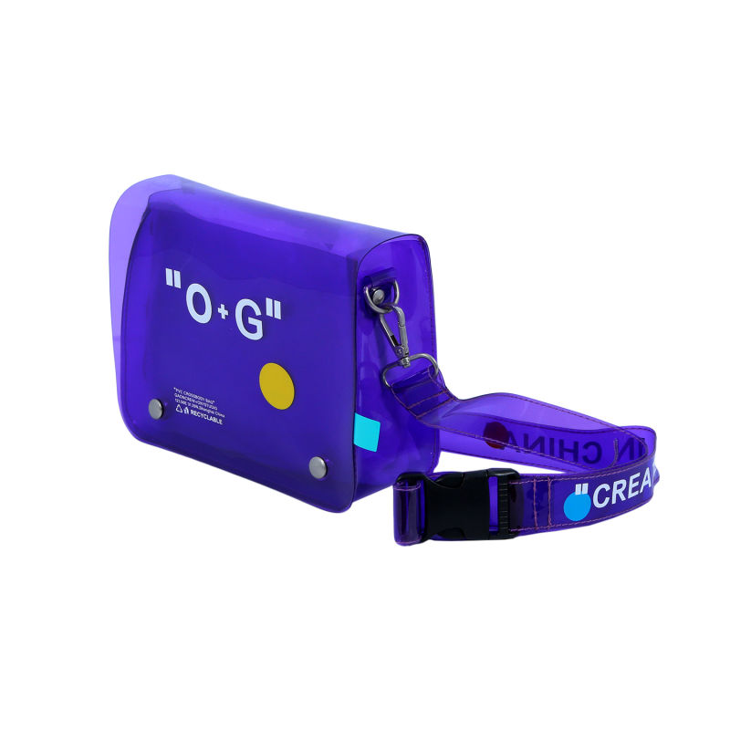 Unisex Purple Fashionable Handbags Waterproof PVC Crossbody Bag Shoulder Bag