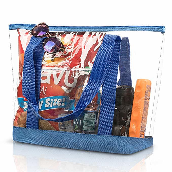 Transparent Clear Stadium Security Gym Zippered Tote Bag Sturdy PVC Beach Bag