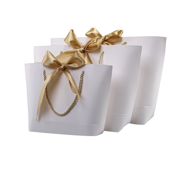 Paper Shopping Gift Bag Hot Selling Packaging Bag with Ribbon for Shopping Clothes and Gift