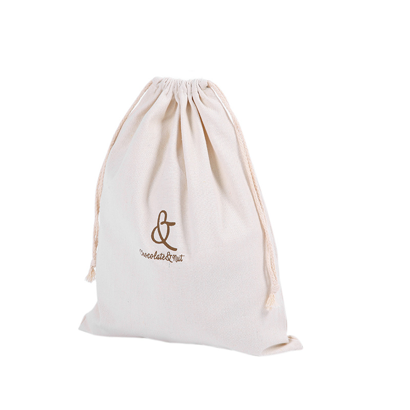 Customized Logo Print Korean Canvas Cotton Drawstring Bag