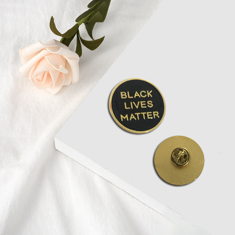 Customized Gold Black Lives Matter Enamel Lapel Pin Badge