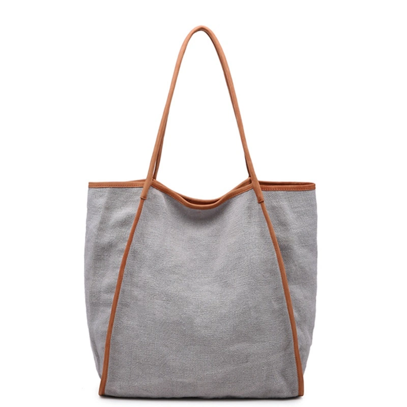 Fashion Canvas Large Women Girls Custom Canvas Tote Bag with Leather Handstrap (RSF-6802)
