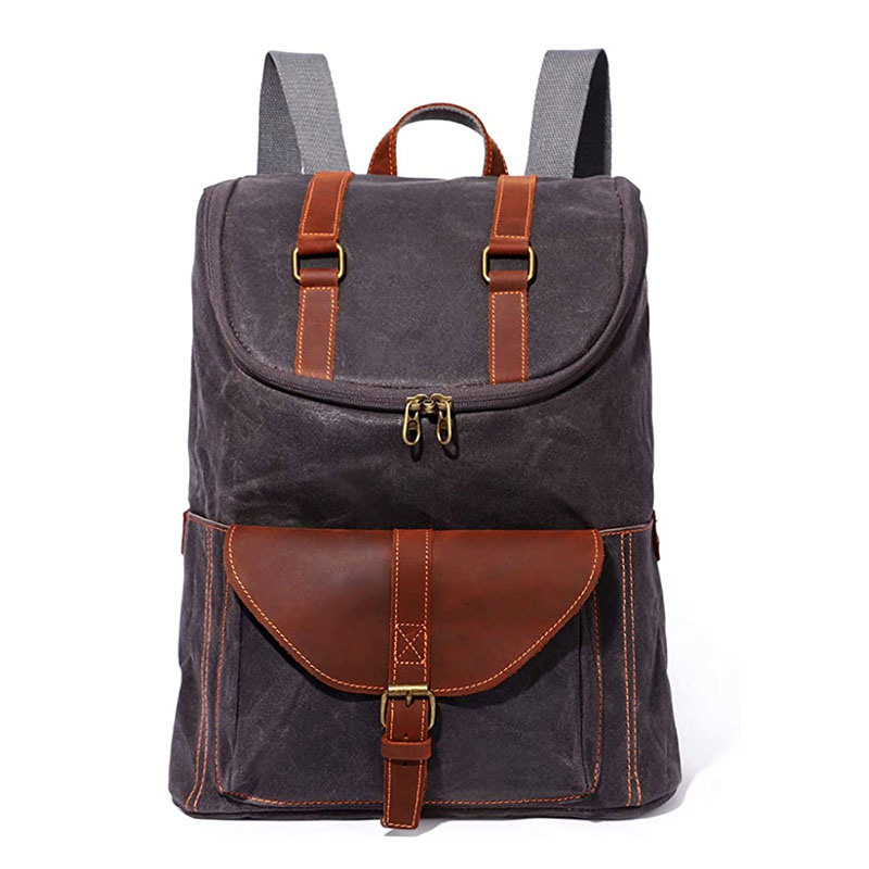 Canvas Leather Backpack Vintage Backpack Rucksack Casual Outdoor Travel Daypack