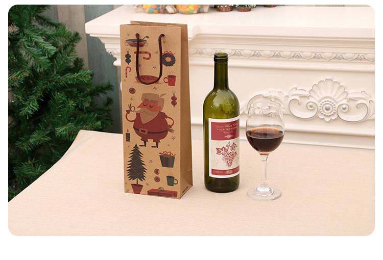 Christmas Kraft Paper Bag Red Wine Bag Wine Bottle Bag Christmas Household Items