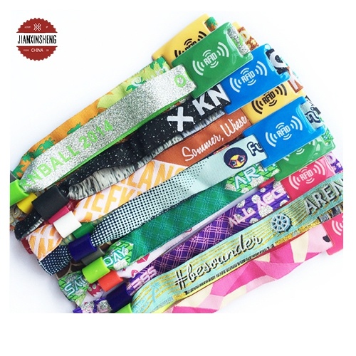 Printed Sublimation Polyester Customized Festival Fabric Wristbands Woven Wristband