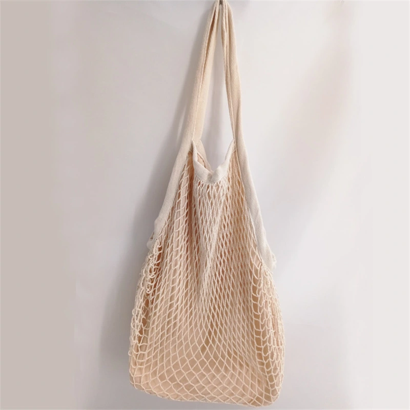 Cotton Sturdy Net Mesh Produce Shopping Tote Bag