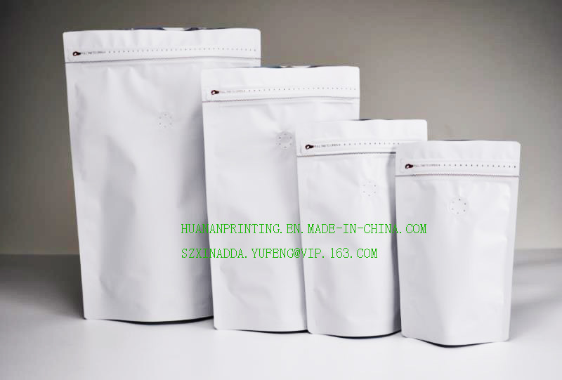 Plastic Stand up Ziplock Coffee Packaging Bag with One Side Zipper