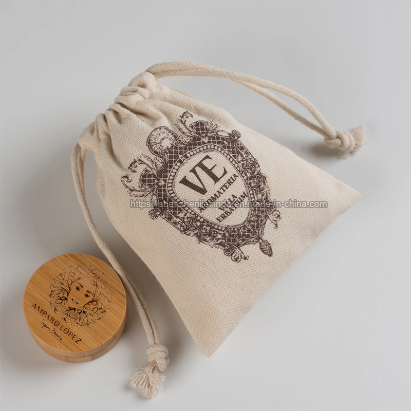 High Quality Cotton Canvas Gift Pouches Custom Small Natural Canvas Jewelry Bag