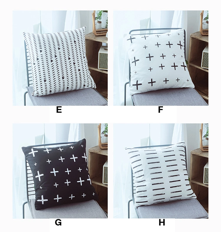 Black White Cushion Cover Home Decoration 45X45cm/35X50cm Canvas Pillow Case Simple Geometric Printed Nordic Style