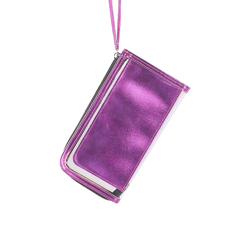 PU Waterproof Transparent Ladies Promotional Keyring Key Chain Clutch Lady Handbag Cosmetic Lipstick Coin Purse Wallet Zipper Storage Pouch Hung Card Bag