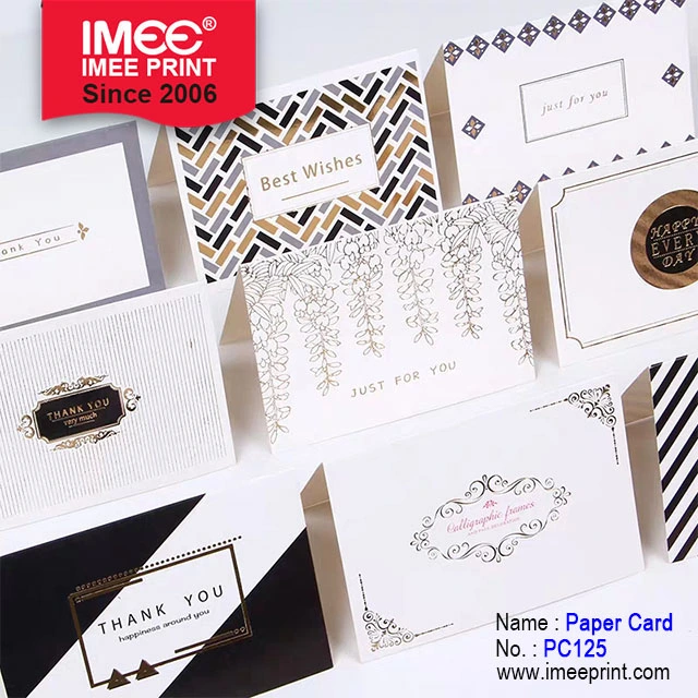 Imee Simple Business Greeting Card Gold Stamping Greeting Card Bag Envelope Message Thank You Card