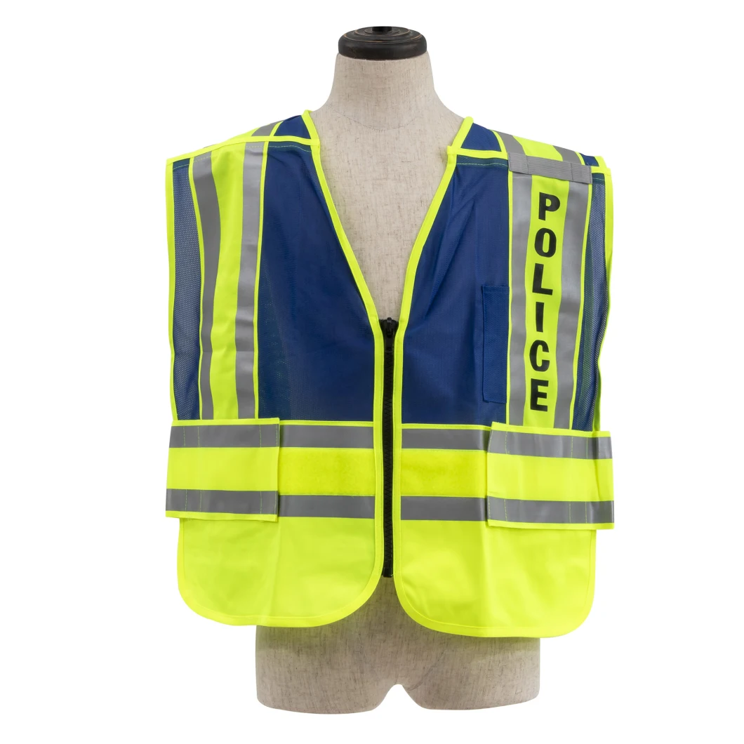Breathable Safety Hi Vis Viz Fluorescent Reflective Vest with Functional Pockets