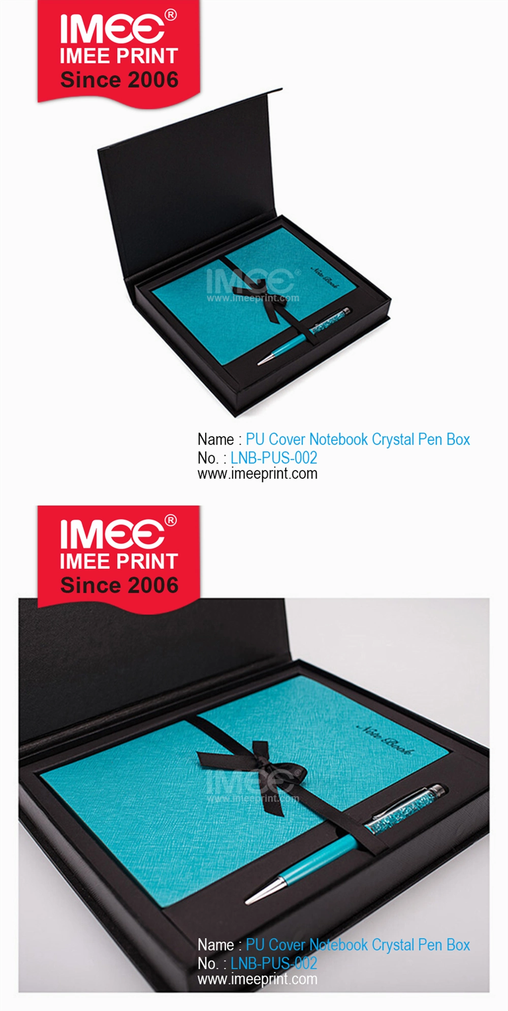 Imee Custom Corporate Logo Printed Brand Vis Business Pen Gift Box Case Set Note Book