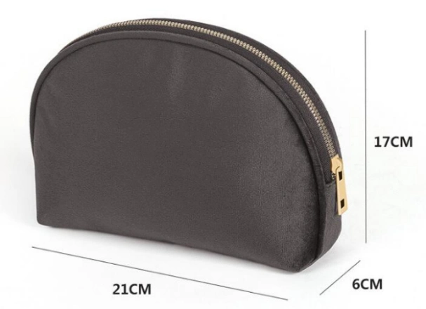 Custom Novelty Velvet Golden Zipper Ladies Hand Bag Travel Bag Cosmetic Bag