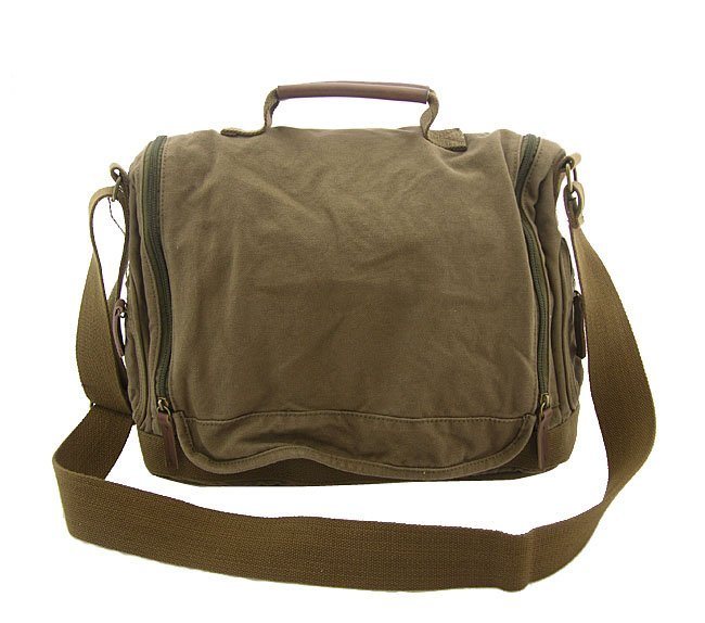 Men's Vintage Canvas Leather Military Laptop School Shoulder Messenger Bag