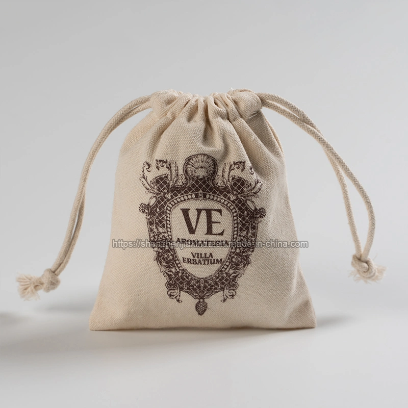 High Quality Cotton Canvas Gift Pouches Custom Small Natural Canvas Jewelry Bag
