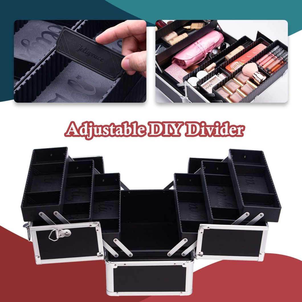 Large 6 Trays Makeup Professional Box Organiser Cosmetic Case