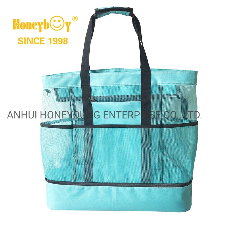 Hot Selling Transparency Tote Handbag Bags Oxford Beach Bag with Cooler Bag