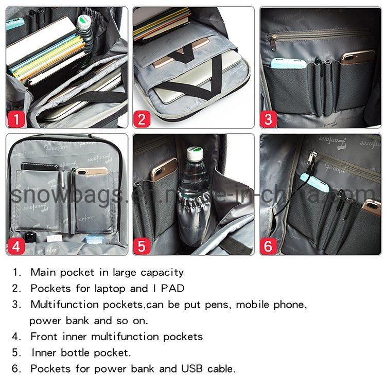 USB Cable Light Weight Large Capatity Backpack Laptop Bag Stock Bag Travel Bag Computer Bag Outdoor Bag Business Bag