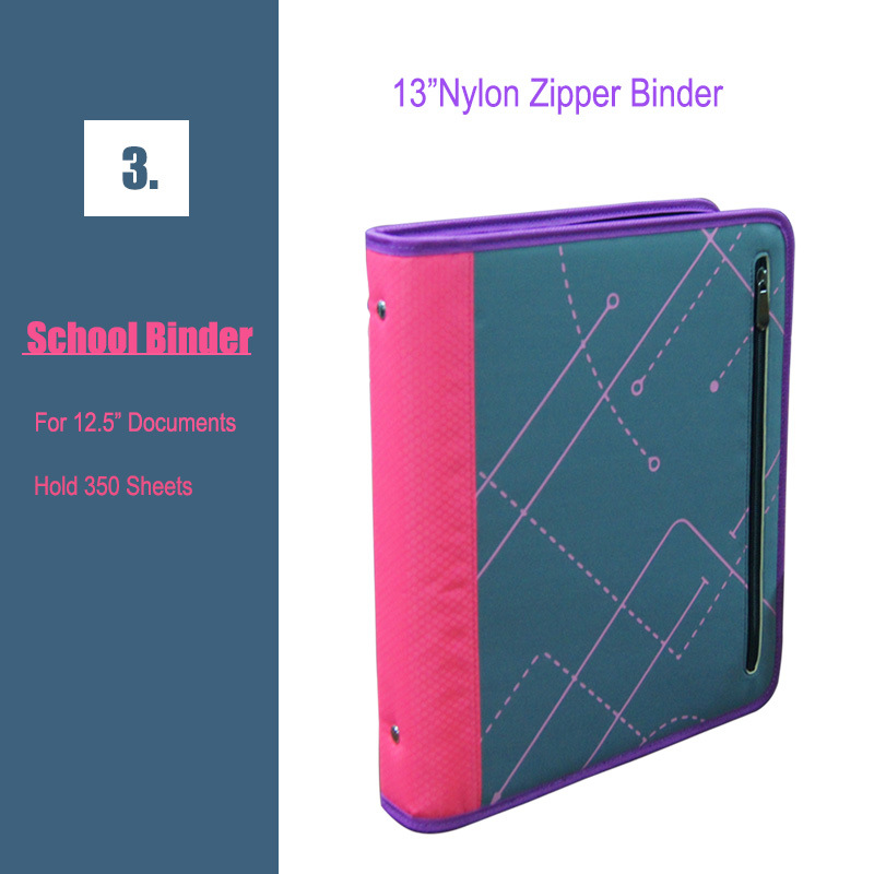 Custom 3-Inch Zipper Binder Round Ring Binder with Expanding Files for School