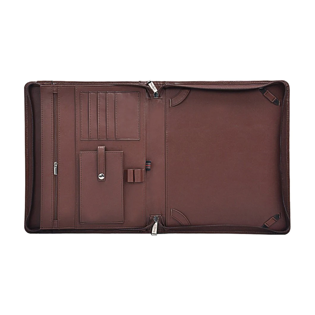 OEM Customized A4 A5 A6 PU Leather File Bag with Holder Car Binder Folder