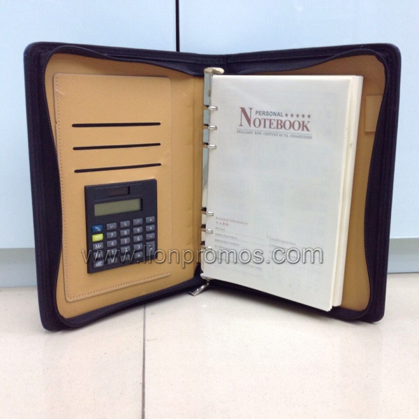 Corporate Executive Business Gift Zipper A5 Notebook with Calculator