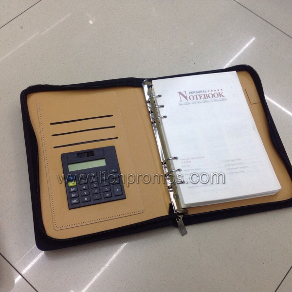 Corporate Executive Business Gift Zipper A5 Notebook with Calculator