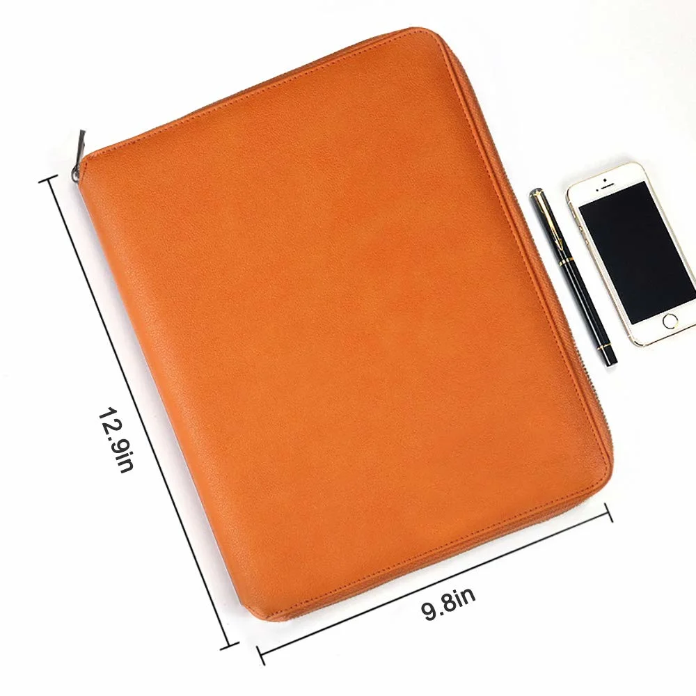 Zipper Closure A4 Leather Planner with Ring Binder