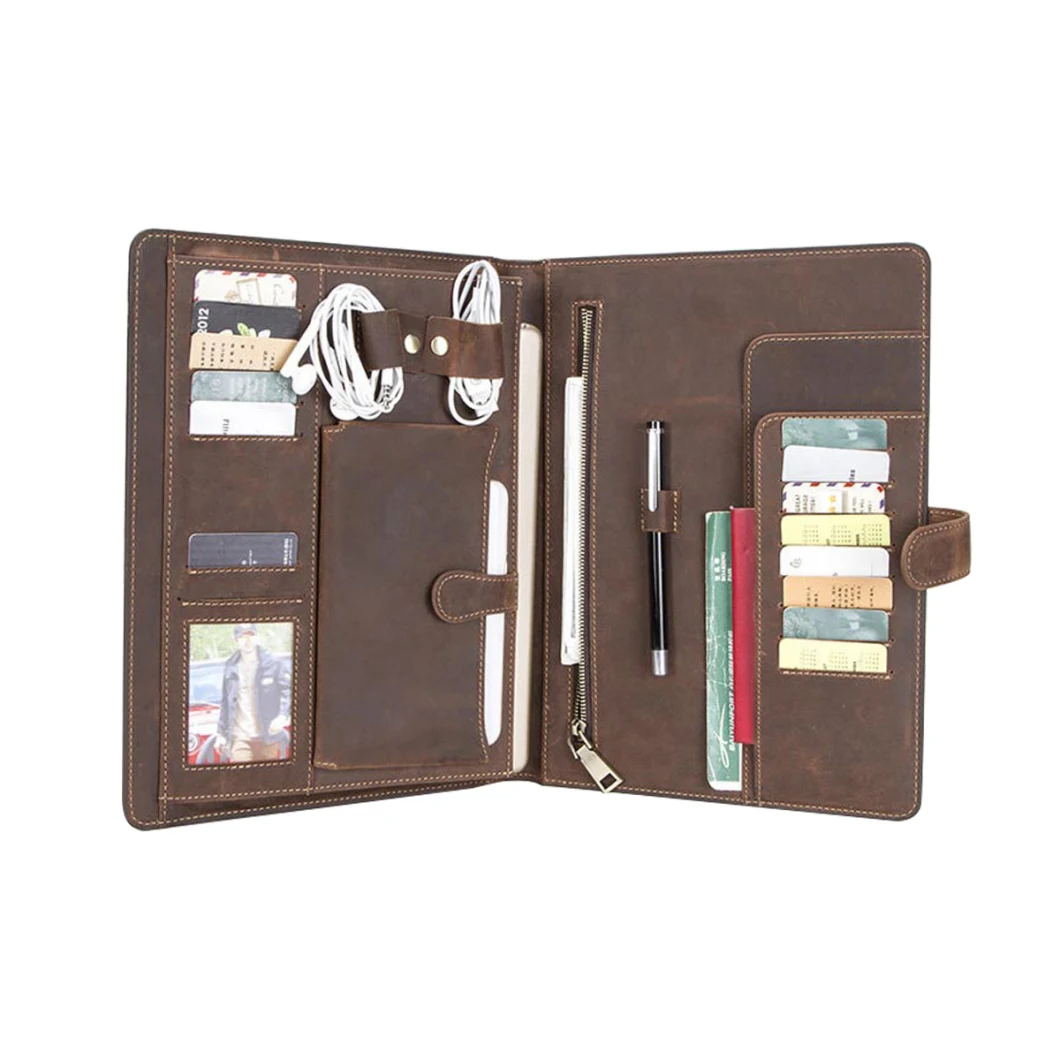 Multifunction Real Leather A4 Custom File Folder and Printing A4 Size Folder Organizer