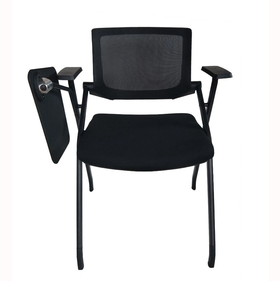Black Fabric Office School Training Chair with Writing Pad