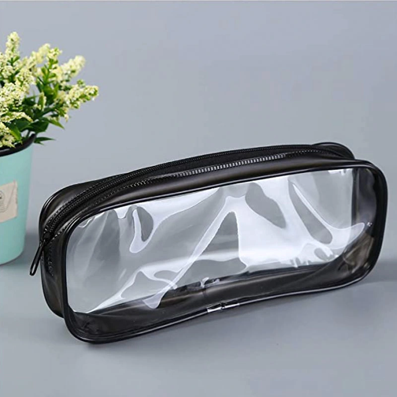 Clear Pencil Case with Zipper Big Capacity PVC Pencil Bag Makeup Pouch Travel Toiletry Bag for School Office Stationery and Travel Storage