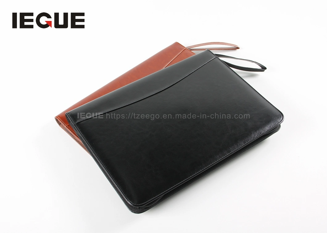 High Quality PU Leather Manager File Folders with Zipper