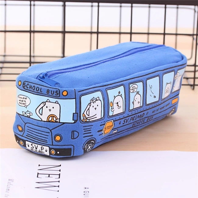 Multifunctional Bus Large Capacity Canvas Pencil Case Simple Pencil Case Stationery