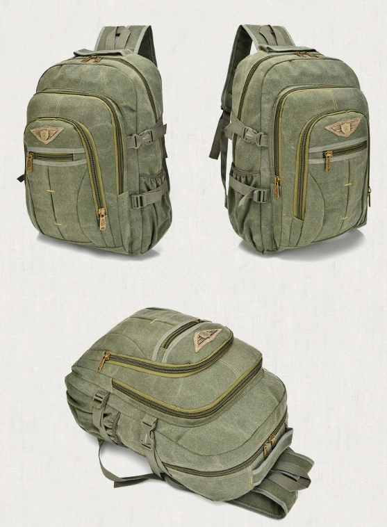 Three Colors Canvas Double Shoulder Bag Trend Casual Man Bag Backpack Outdoor Travel Bag