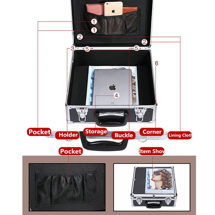 Black Aluminum Briefcase Attache Case ABS Laptop Briefcase