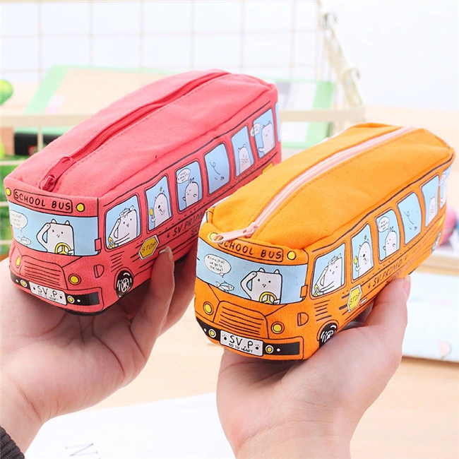 Multifunctional Bus Large Capacity Canvas Pencil Case Simple Pencil Case Stationery
