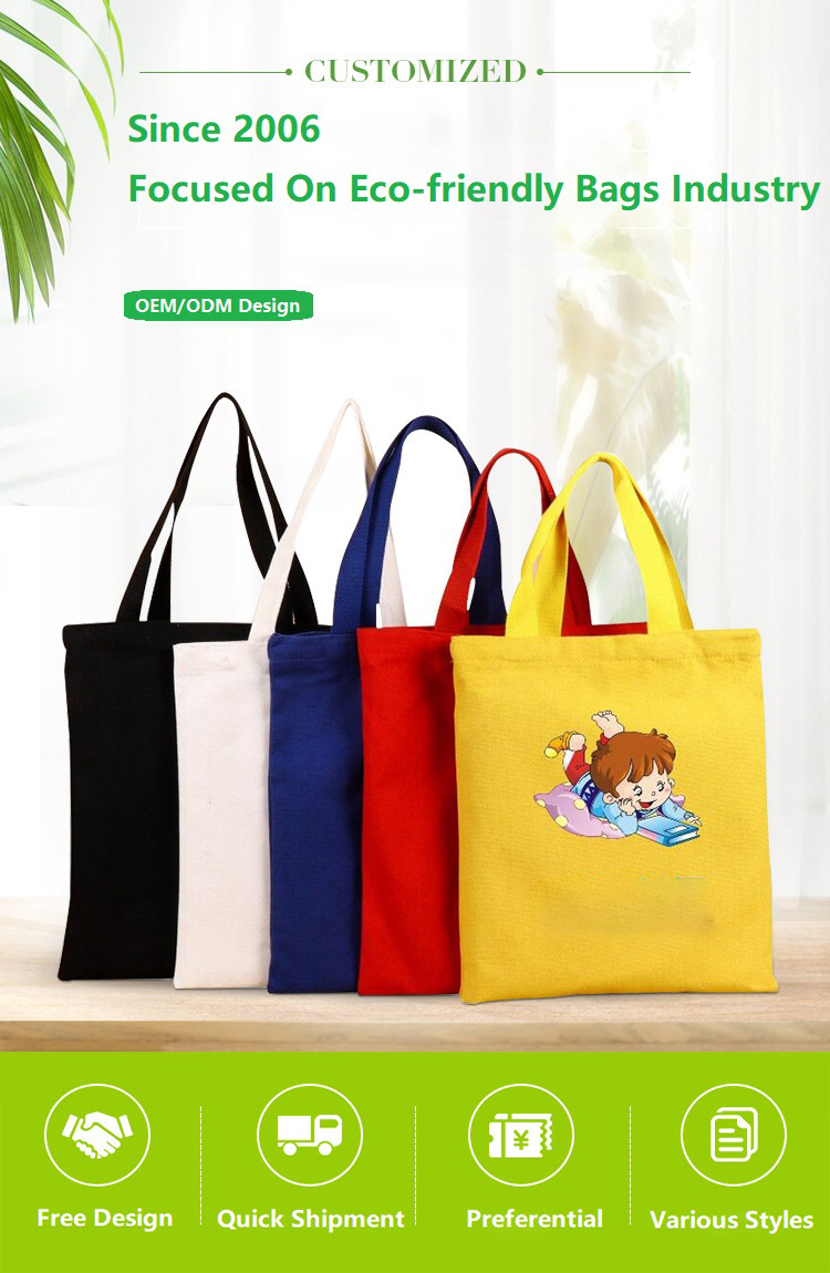 Customized Printing Reusable Eco Friendly Canvas Tote Shopping Bag