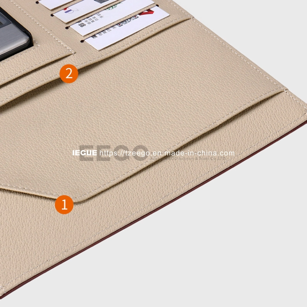 Professional Custom Top Quality Genuine Leather Business Portfolio Bag File Folder A4 Document Folder with Card Holder
