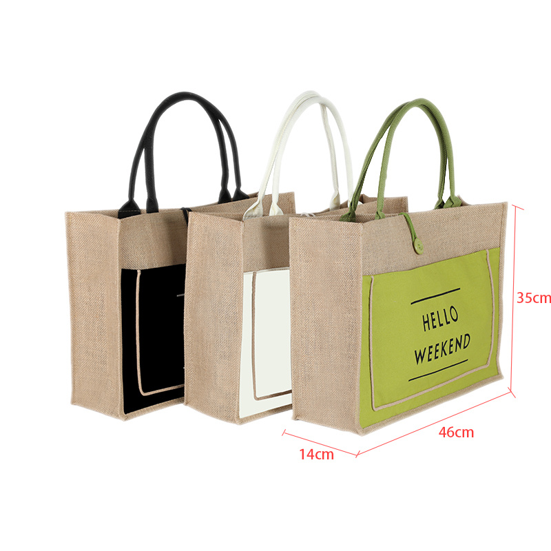 Women Linen Luxury Large Capacity Female Contrast Shoulder Bag Lady Daily Handbag Fresh Beach Shopping Tote Bag