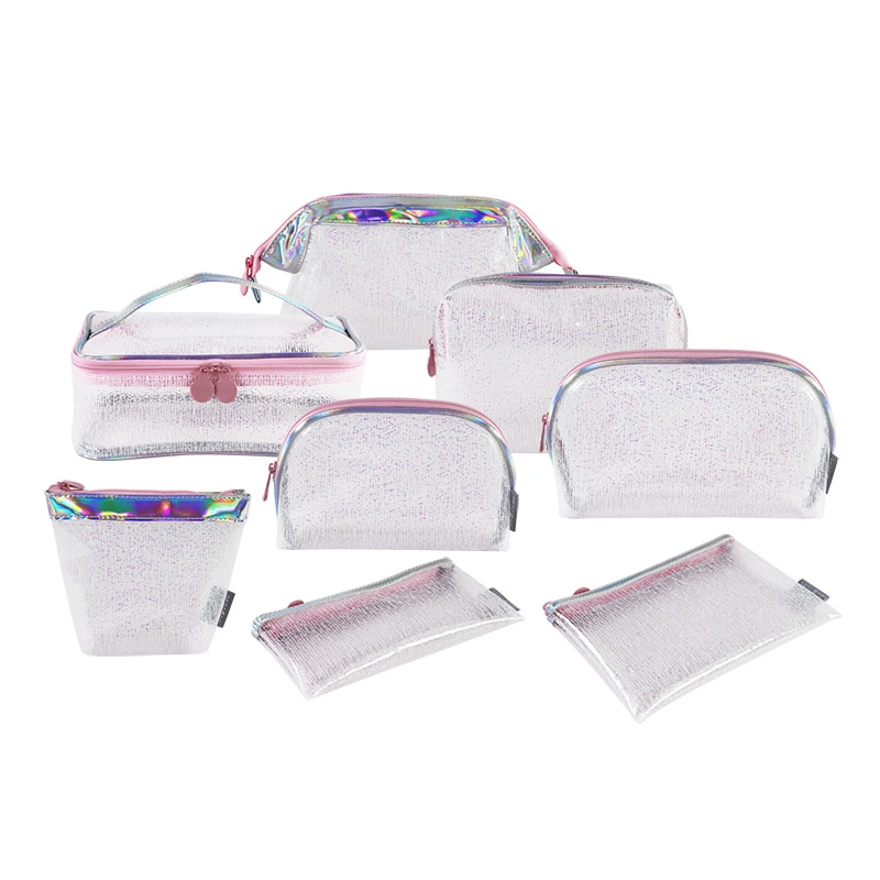 2021 Eco-Friendly Transparent PVC with Printing Beauty Clear Zipper Pouch Beach Cosmetic Bag